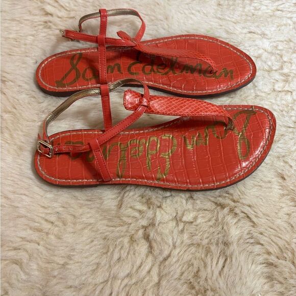 Sam Edelman Orange GiGi T-Strap Sandals - Picture 3 of 5